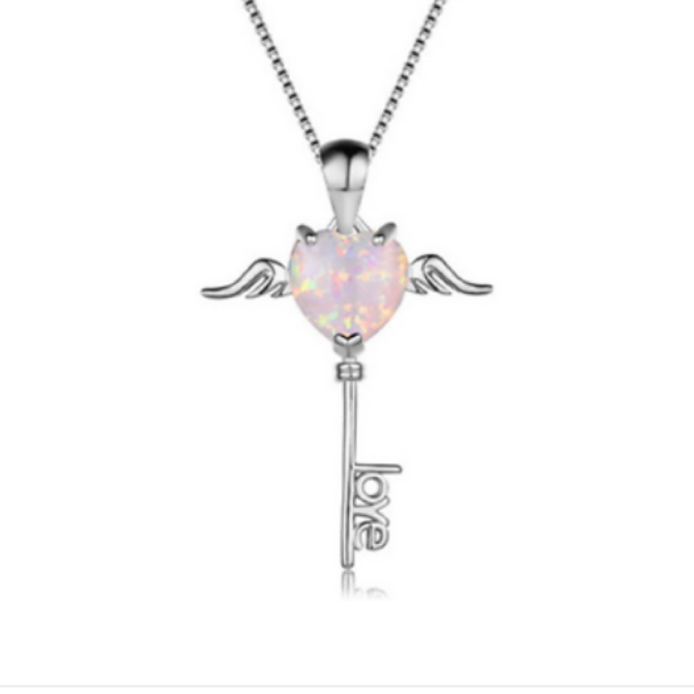 925 silver key heart necklace